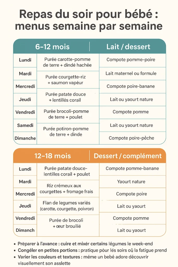 idée repas du soir bébé